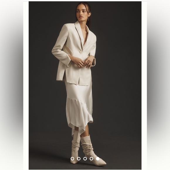 By Anthropologie Asymmetrical Satin Slip Skirt - Picture 2 of 10